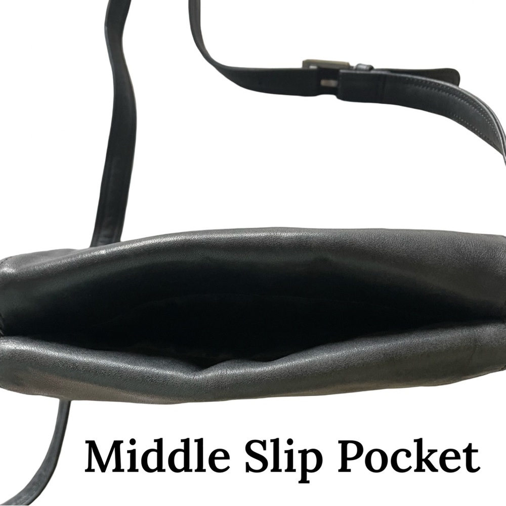 Talbots Black Leather Multi Compartment Crossbody… - image 7